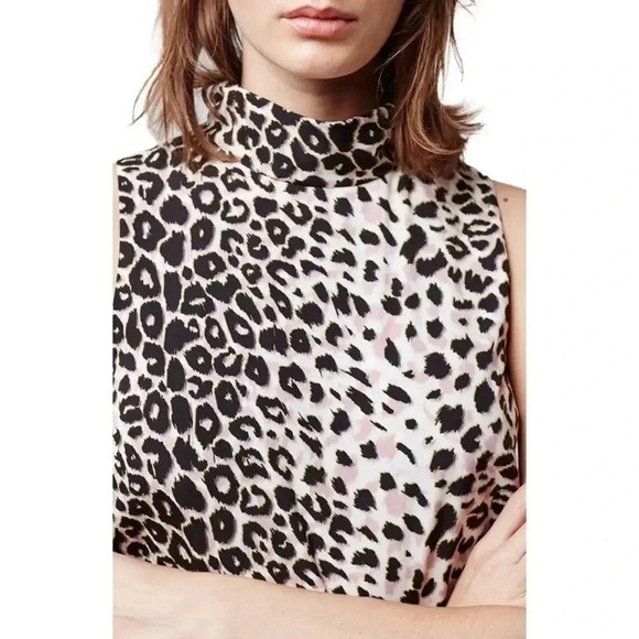 TOPSHOP Leopard Print Sleeveless Tunic Dress Size 4 - Picture 3 of 13